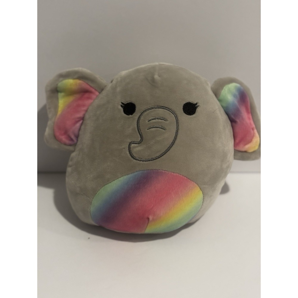 Squishmallow 8" Mila The Elephant Gray Ombre Rainbow Plush Sleepy Eyes